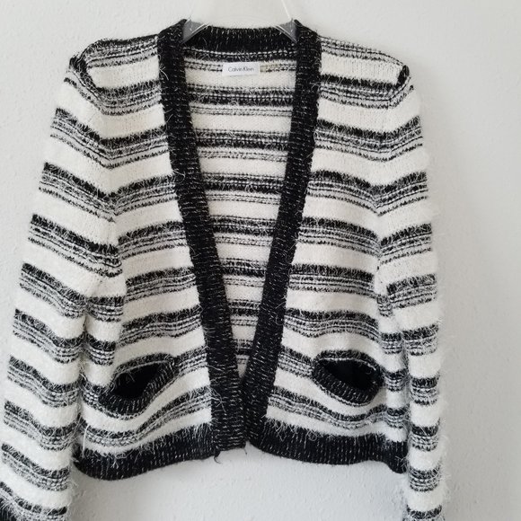 womens black eyelash cardigan